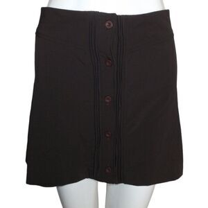 SERGIO TACCHINI Mini Skirt, L, Brown, Ribbed Button Placket, Silver Logo
